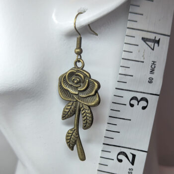 Antique Bronze Rose Flowers Vintage Style Earrings - Image 5