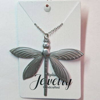 Large Dragonfly Necklace Silver - Image 3