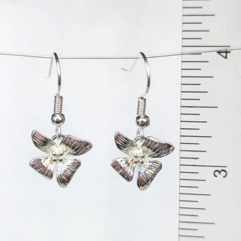 Dainty Silver Orchid Flower Earrings - Image 2