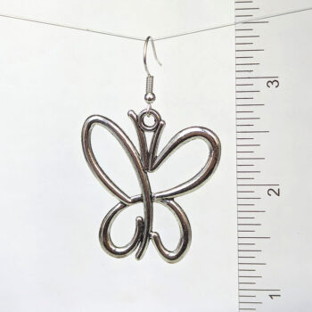 Antique Silver Large Hollow Butterfly Earrings - Image 2