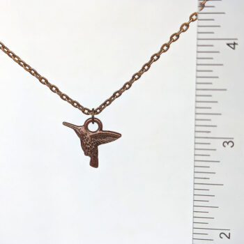 Antique Copper Hummingbird Bird Vintage Style Necklace - Image 2