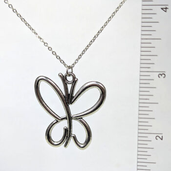 Antique Silver Large Hollow Butterfly Necklace - Image 2