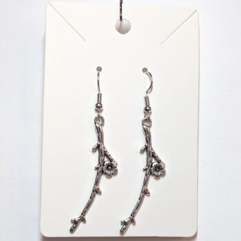 Antique Silver Branch with Flower Vintage Style Earrings - Image 5