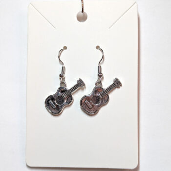 Guitar Musical Instrument Antique Silver Earrings - Image 4