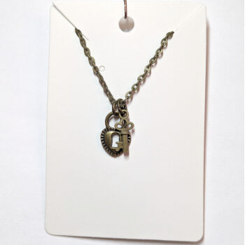 Key and Lock to my Heart Pendant Antique Bronze Necklace - Image 8