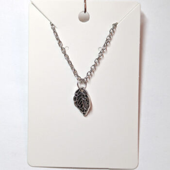 Small Leaf Charm Antique Silver Necklace - Image 5