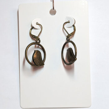 Antique Bronze Partridge in Hoop Earrings - Image 4