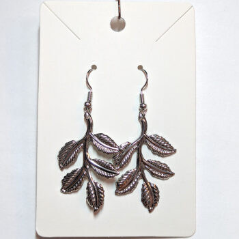 Large Lightweight Branch with Leaf Leaves Silver Earrings - Image 5