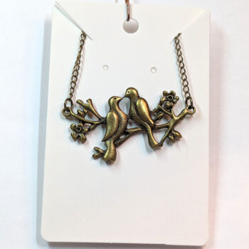 Antique Bronze Love Birds on a Branch Necklace - Image 3