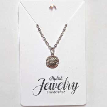 Antique Silver Small Sand Dollar Vintage Style Necklace - Image 3