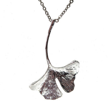 Silver Ginkgo Biloba Leaf Necklace