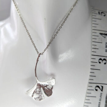 Silver Ginkgo Biloba Leaf Necklace - Image 3