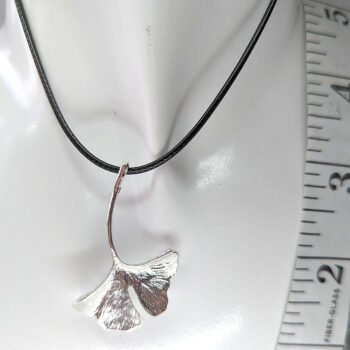 Silver Ginkgo Biloba Leaf Necklace - Image 4