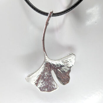 Silver Ginkgo Biloba Leaf Necklace - Image 5