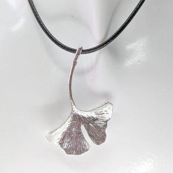 Silver Ginkgo Biloba Leaf Necklace - Image 6