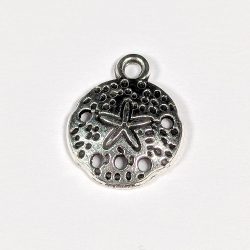 Small Sand Dollar Charm Antique Silver
