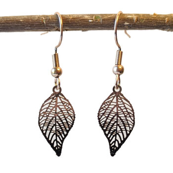 KC Gold Dainty Filigree Leaf Earrings