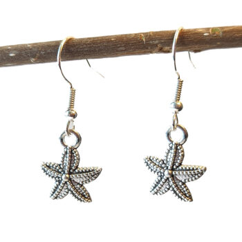 Antique Silver Small Starfish Vintage Style Earrings