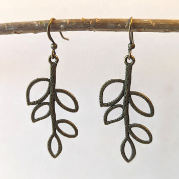 Antique Bronze Hollow Cutout Branch Leaf Earrings - Image 6