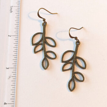 Antique Bronze Hollow Cutout Branch Leaf Earrings - Image 7