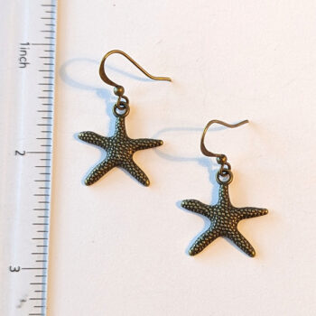 Antique Bronze Starfish Vintage Style Earrings - Image 2