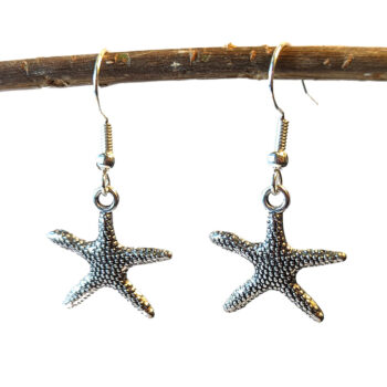 Antique Silver Starfish Vintage Style Earrings