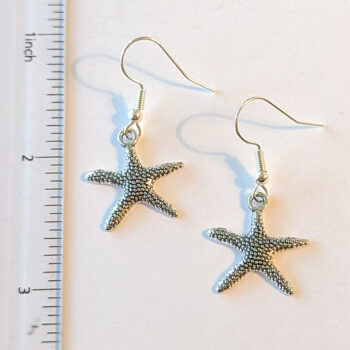 Antique Silver Starfish Vintage Style Earrings - Image 2