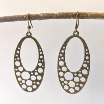 Antique Bronze Large Oval Vintage Style Earrings - Image 6