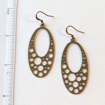 Antique Bronze Large Oval Vintage Style Earrings - Image 7