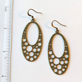 Antique Bronze Large Oval Vintage Style Earrings - Image 8