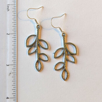 Antique Silver Hollow Cutout Leaf Branch Earrings - Image 5