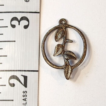 Branch Leaves Leaf Hoop Charm / Connector Antique Bronze - Image 2