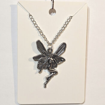 Large Antique Silver Fairy Angel Vintage Style Necklace - Image 5