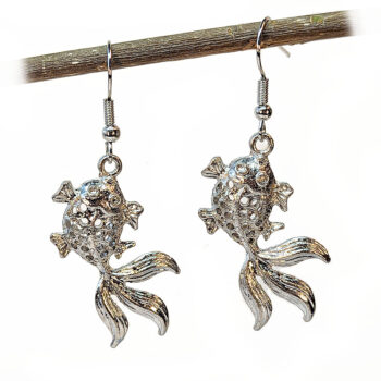 Antique Silver Goldfish Fish Vintage Style Earrings