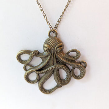 Antique Bronze Large Octopus Vintage Style Necklace - Image 3