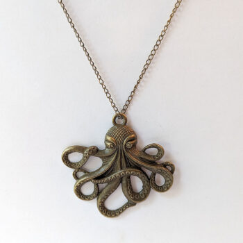 Antique Bronze Large Octopus Vintage Style Necklace - Image 4