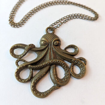 Antique Bronze Large Octopus Vintage Style Necklace - Image 5