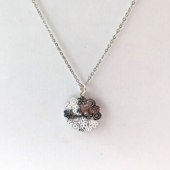 Silver Flower Flowers Pendant Necklace