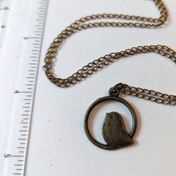 Antique Bronze Partridge Bird in Hoop Necklace - Image 2