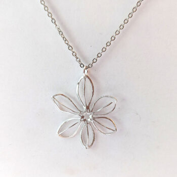 Flower Pendant Necklace Silver - Image 3