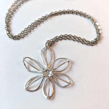 Flower Pendant Necklace Silver