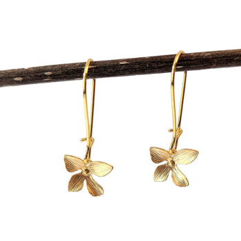 Dainty Gold Orchid Flower Earrings