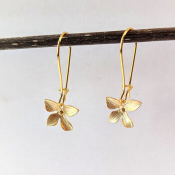 Dainty Gold Orchid Flower Earrings - Image 6