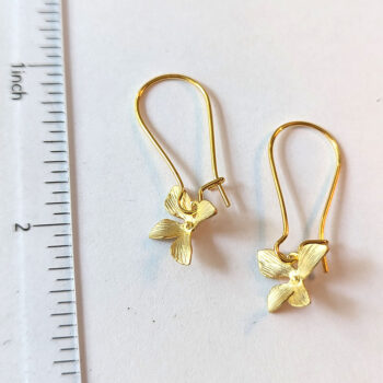 Dainty Gold Orchid Flower Earrings - Image 4