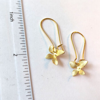 Dainty Gold Orchid Flower Earrings - Image 3