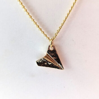 Origami Paper Airplane Pendant Necklace Gold - Image 5