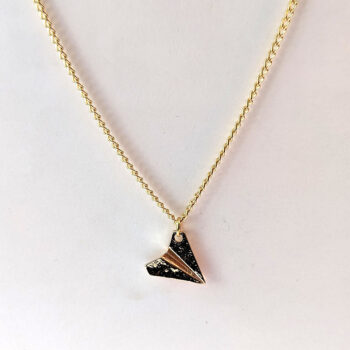 Origami Paper Airplane Pendant Necklace Gold - Image 4