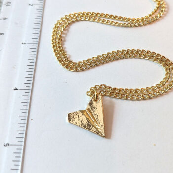 Origami Paper Airplane Pendant Necklace Gold - Image 2