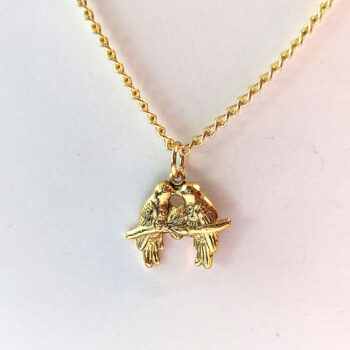 Gold Love Birds on Branch Necklace