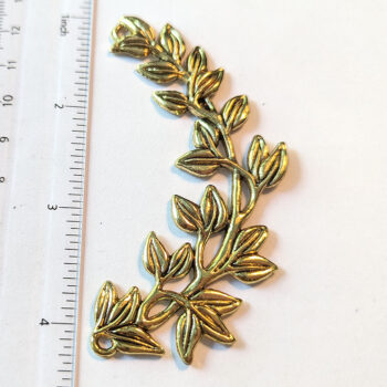 Large Leaf Leaves Branch Pendant / Connector Antique Gold - Image 2